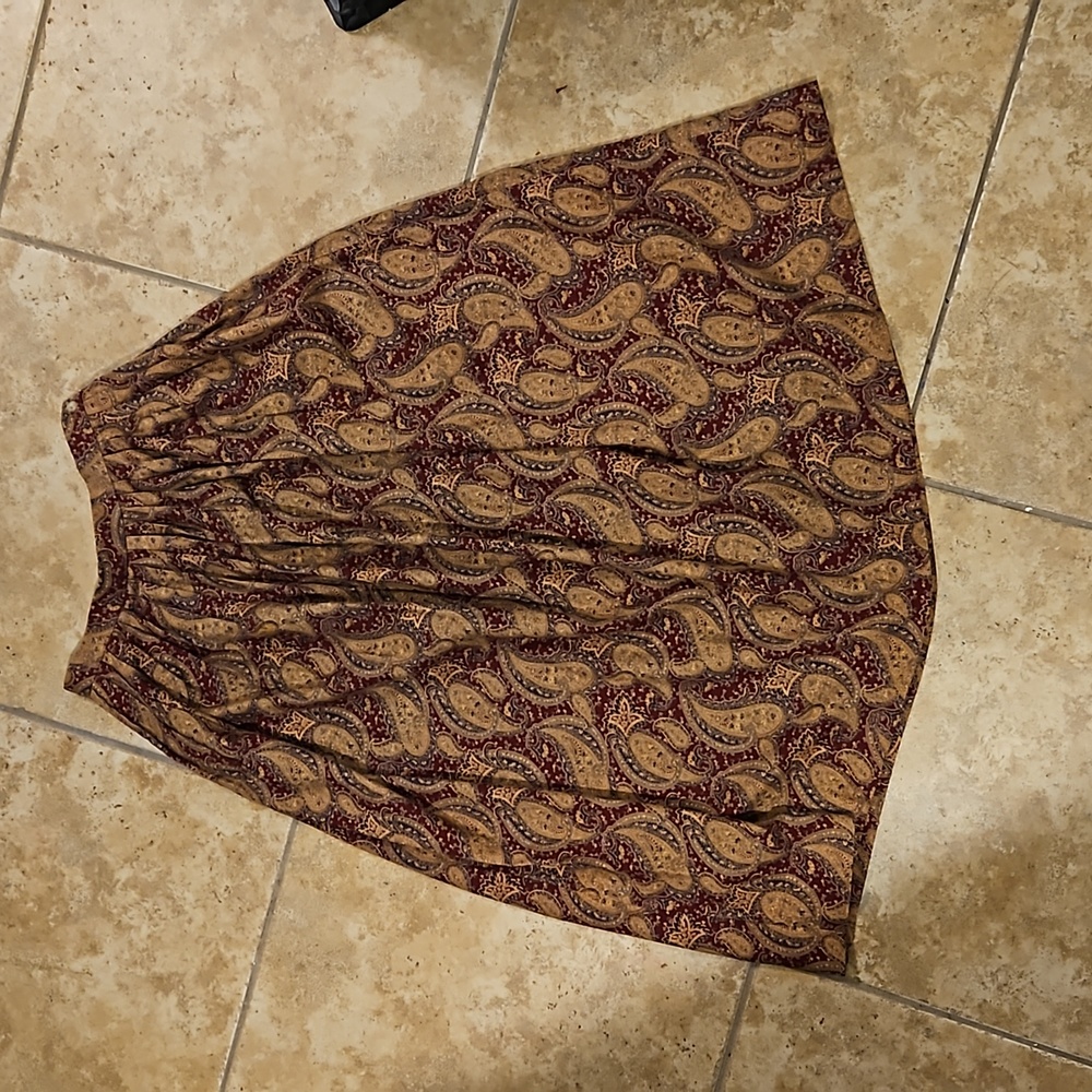 Ralph Lauren  Brushed Cotton Paisley Pleated Skirt